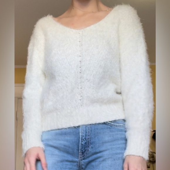 White Fuzzy BP sweater - Picture 2 of 6